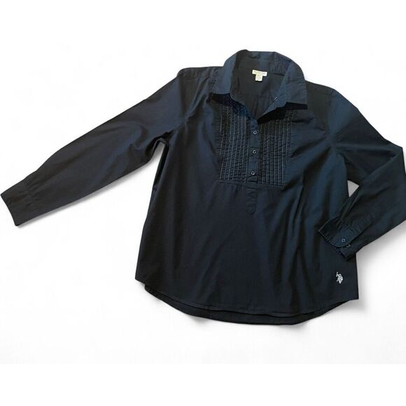 U.S. Polo Assn. Women's XL Cotton Pullover Shirt Long Sleeve Stretch Black - Picture 1 of 8